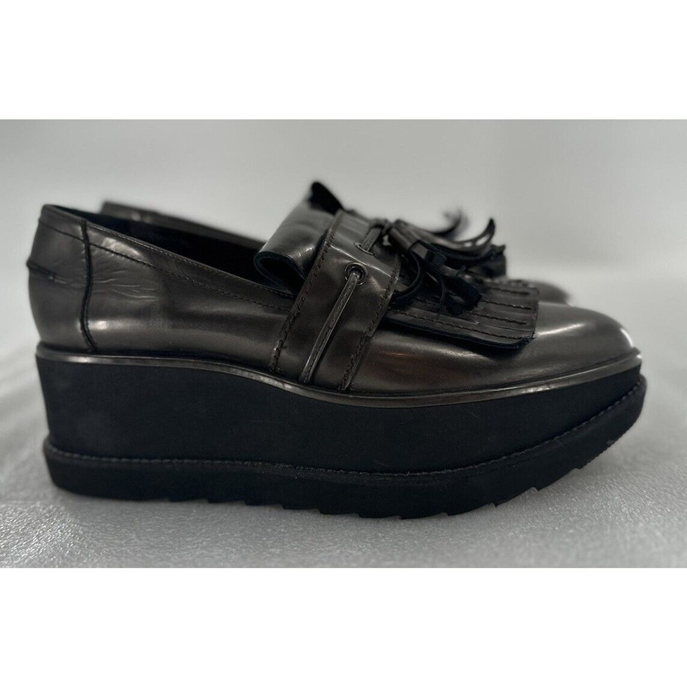 Stuart Weitzman Loafers Shoes Platform Chunky Y2K Metallic Size 8.5 M Grey - Picture 2 of 13